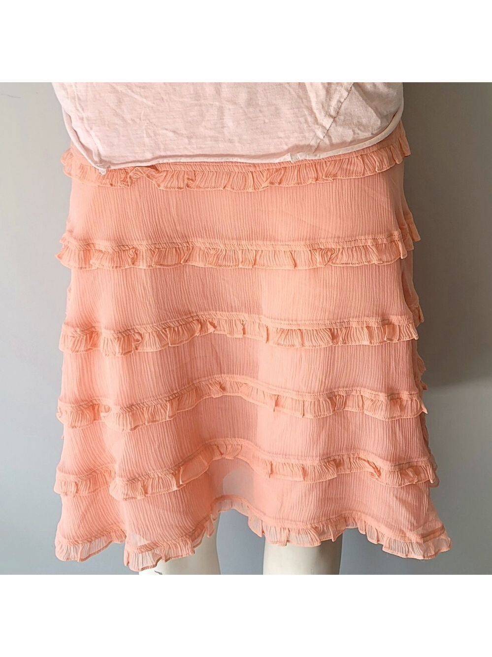 Banana Republic Ruffled Silk Midi Skirt Size 6